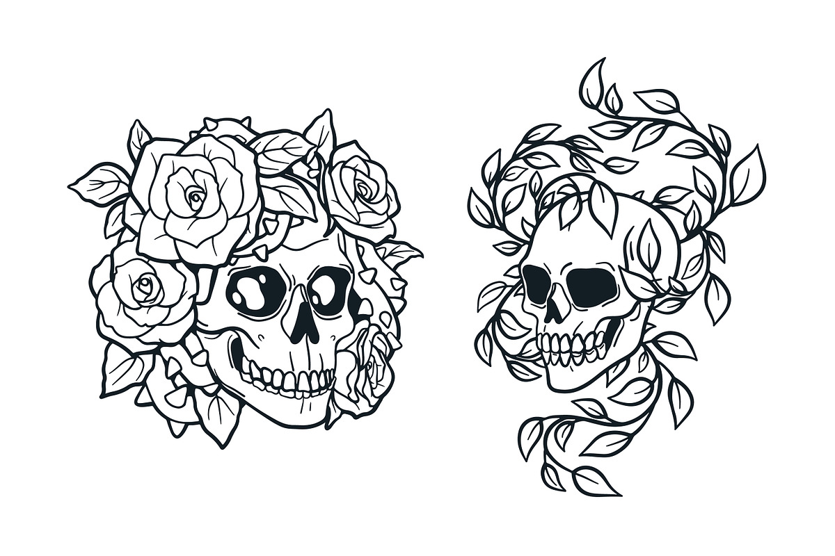 Horror vintage skull tattoo art set, a Decorative Illustration by Good Studio (Photo 11 of 16)