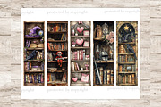 Bookcase Bookmarks, an Object Illustration by GlamArtZhanna (Thumbnail 5 of 9)