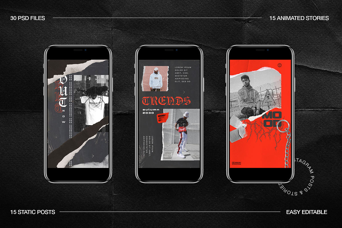 Grunge Instagram Templates Ps, Canva, a Social Media Template by Marie T (Photo 6 of 18)