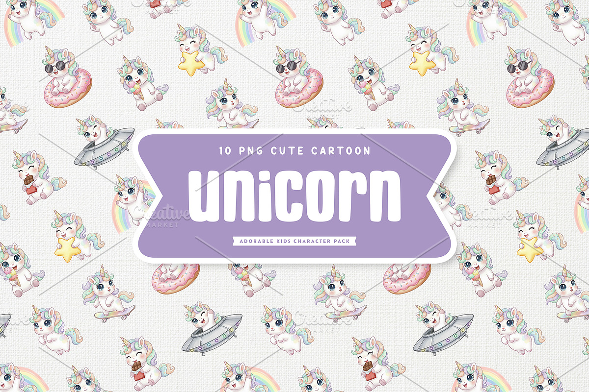 Sweet Unicorn Charming Cartoon, an Animal Illustration by Gohsantosa (Photo 3 of 4)