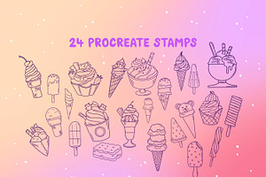 24 Procreate Ice Cream Stamp Brushes