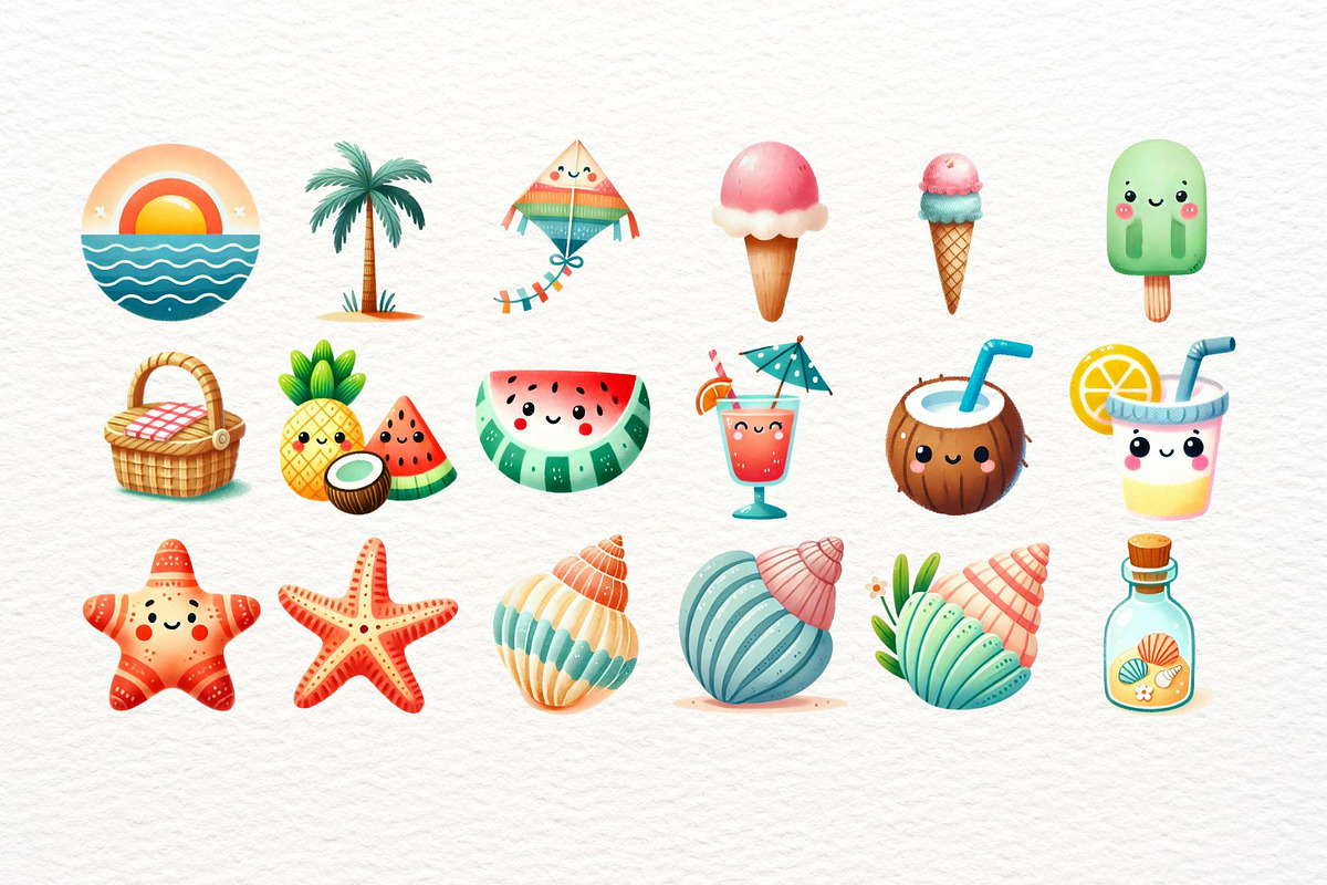 Cute Beach Children Clipart, a Seasonal Illustration by Nicolle's Colorful Art (Photo 8 of 8)
