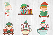 Doodle Christmas Elf Clipart Bundle, a Seasonal Illustration by LA Design (Thumbnail 4 of 10)