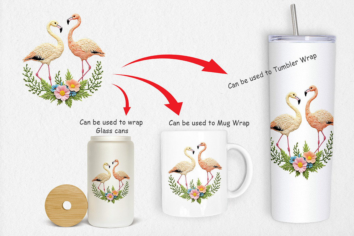 Flamingo Embroidery Clipart, a Graphic by Artnoy (Photo 4 of 5)