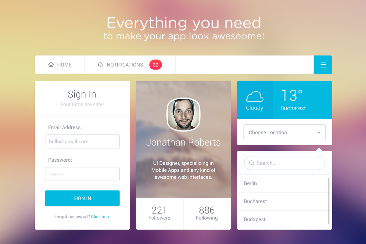 Clean & Simple UI Kit, an UI Kit Template by Ionut Zamfir (Photo 1 of 5)