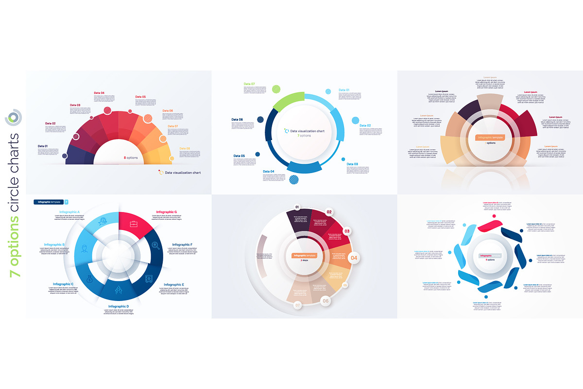 7 option infographic vector designs, a Templates & Theme by rikkyal
