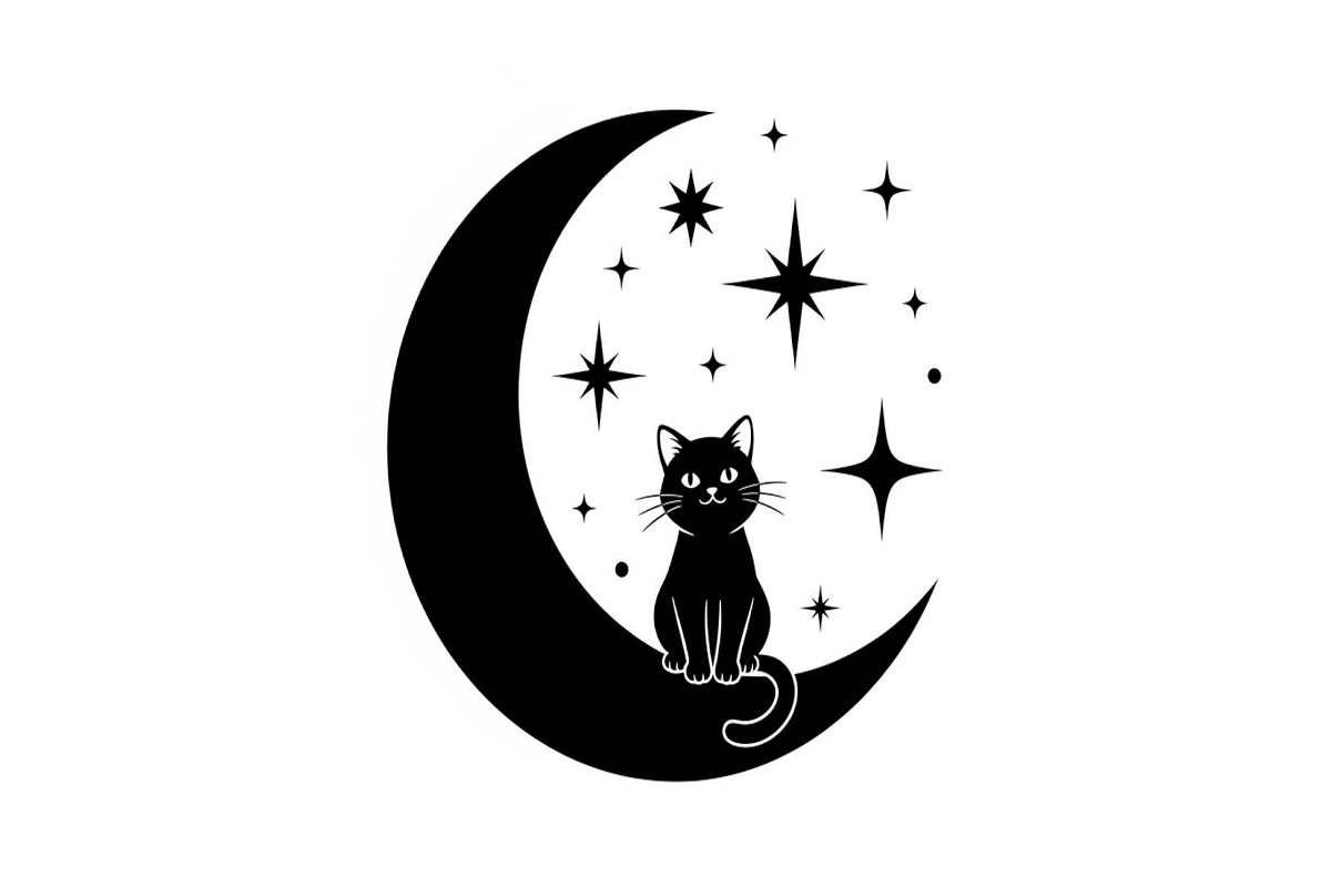 50 Cat Moon Silhouette Vector Bundle, an Illustration by jahid234 (Photo 46 of 51)