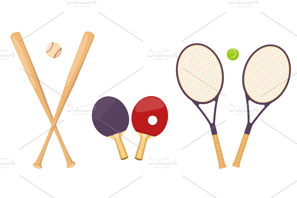 Sports equipment for game. Crossed, an Object Illustration by Vectorbuum
