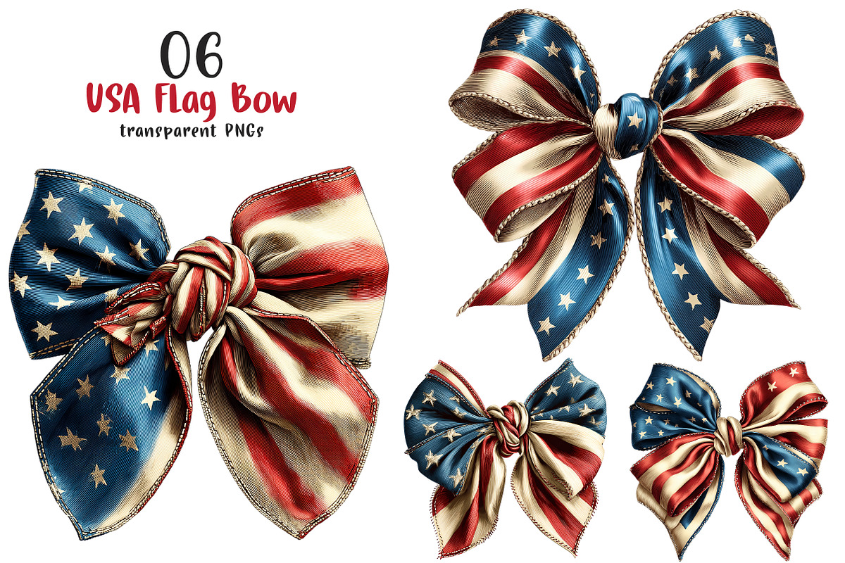 USA Flag Bow PNG, an Illustration by SinaCreation