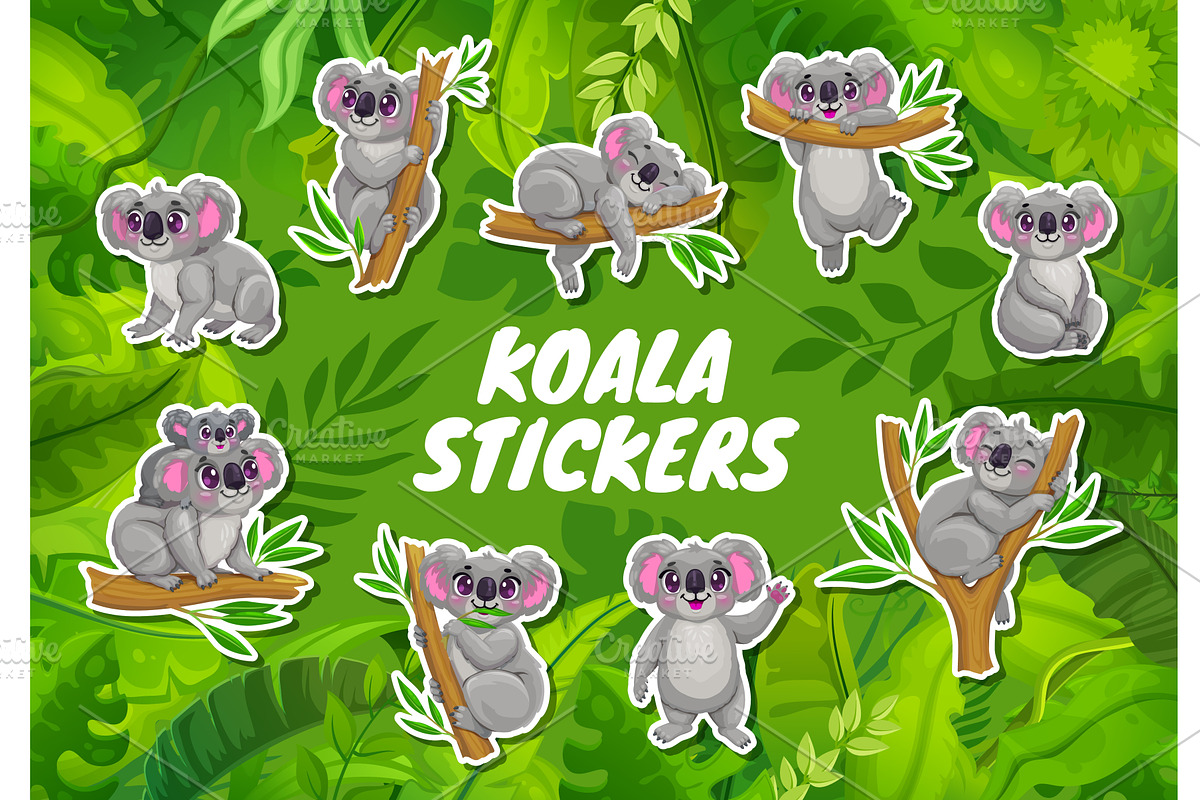 Cartoon koala bear funny characters, an Animal Illustration by Vector Tradition