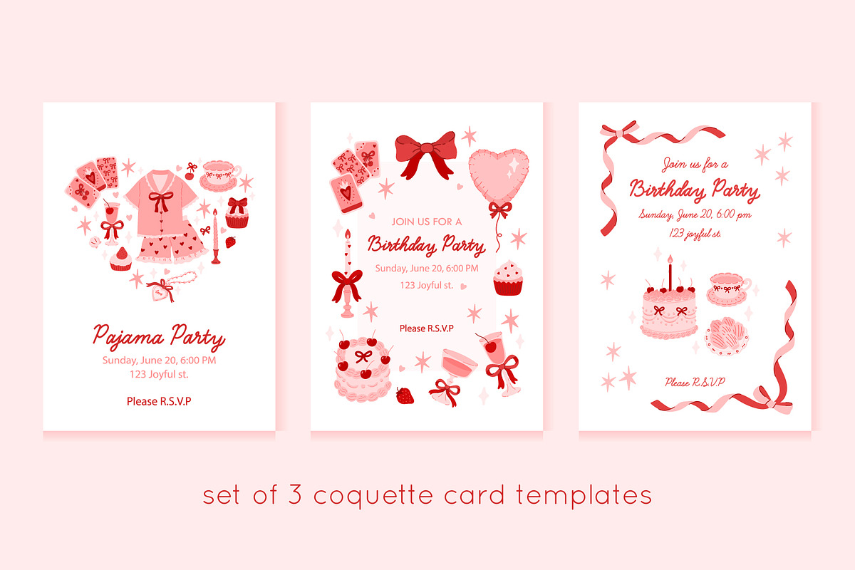 Coquette card templates + patterns, a Card Template by Viaireshop (Photo 1 of 9)