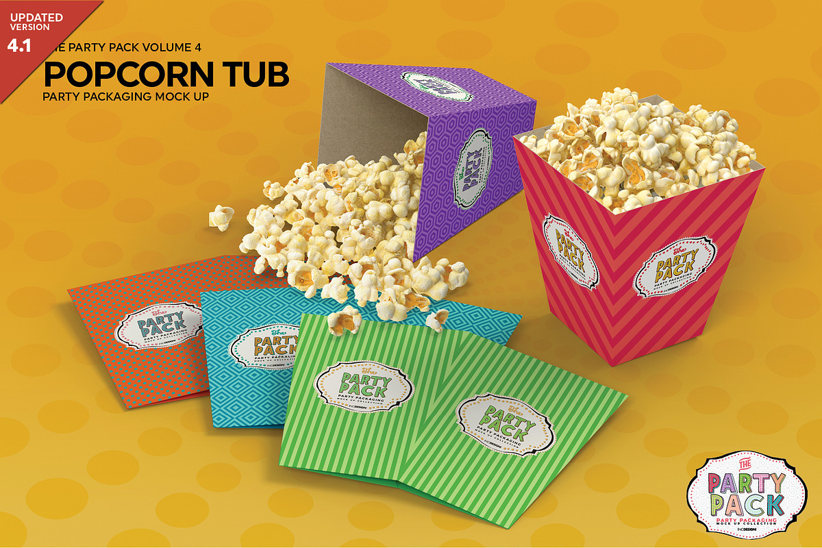 Popcorn Tub Packaging MockUp, a Packaging Mockup by INCDesign (Photo 1 of 7)