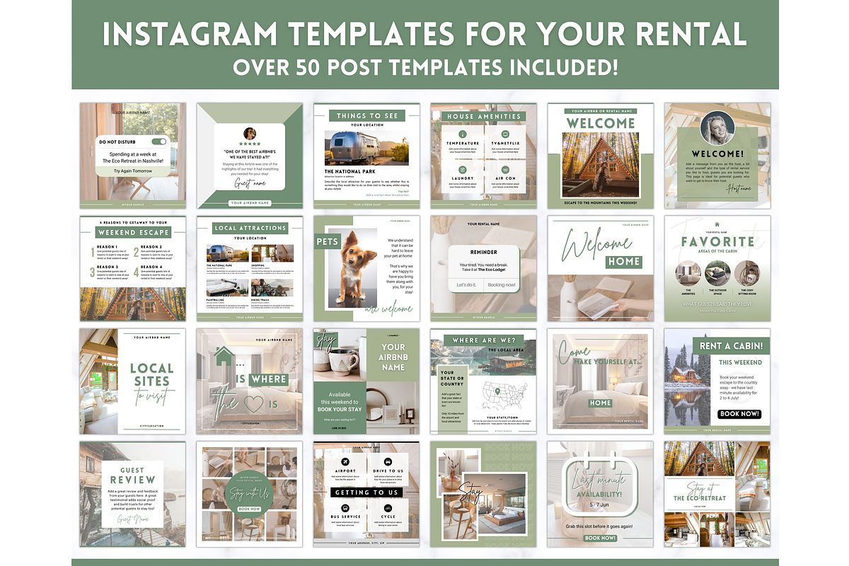 Instagram Post Templates for Airbnb, a Social Media Template by Templatables (Photo 2 of 12)