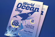 Blue Pink World Ocean Day Flyer Set, a Flyer Template by graphicook (Thumbnail 2 of 3)