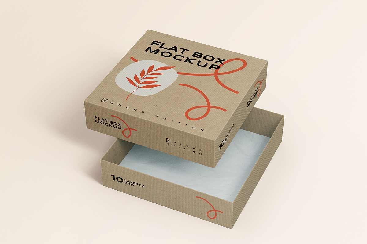 Flat Square Box MockUp, a Cups & Container Mockup by coloformia (Photo 2 of 12)