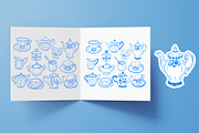 Vintage Tea Set line art, a Decorative Illustration by Carpet Tapete Pretzel (Thumbnail 9 of 9)