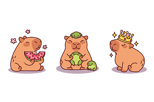 Adorable capybara characters in, an Animal Illustration by art PVP - market