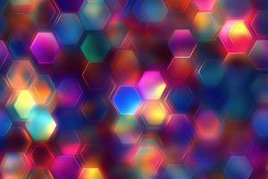 Seamless vibrant abstract background featuring a pattern of colorful hexagons i, a Pattern Graphic by Textures & Backgrounds