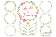 Garden Party Vector Flower Wreaths, a Seasonal Illustration by Amanda Ilkov (Thumbnail 1 of 3)
