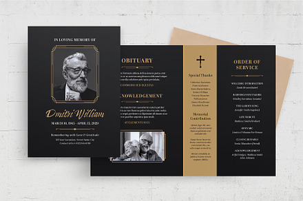 Gold and Black Funeral Program, a Flyer Template by BrandPacks