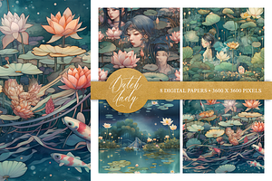 Asian Pond Seamless Patterns