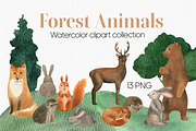 Cute watercolor forest animals, an Animal Illustration by Anntre (Thumbnail 1 of 4)