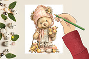 Whimsical Fall Autumn Teddy Bear, a Seasonal Illustration by CitraGraphics (Thumbnail 5 of 6)