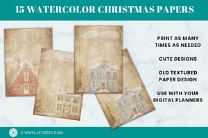 15 WATERCOLOR CHRISTMAS STATIONERY