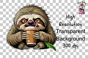 Male Sloth with Coffee Cup PNG, a Graphic by Clipart Bloom (Thumbnail 10 of 11)