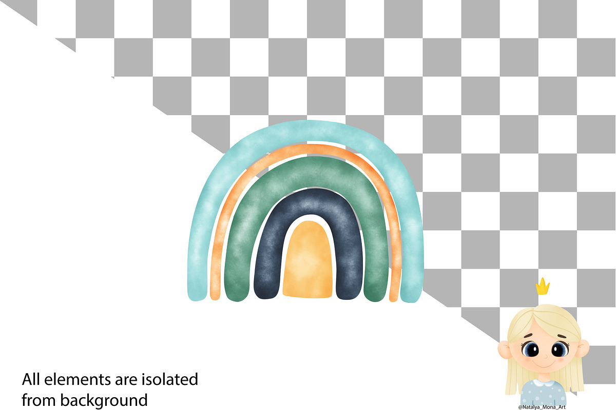 Watercolor blue rainbow clipart, an Illustration by Natalya_Mona_Art (Photo 2 of 3)