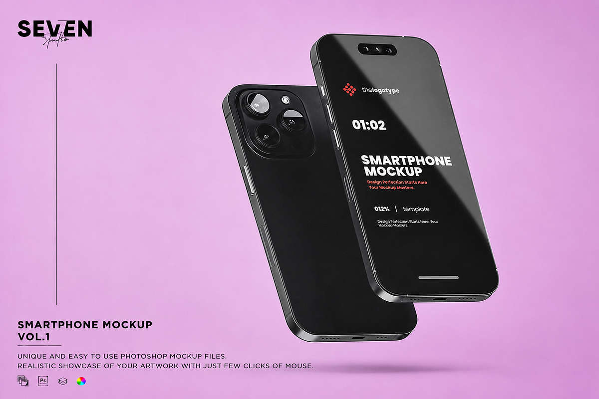 Black Smartphone Mockup, an iPhone Mockup by Se٧enStudio (Photo 1 of 2)