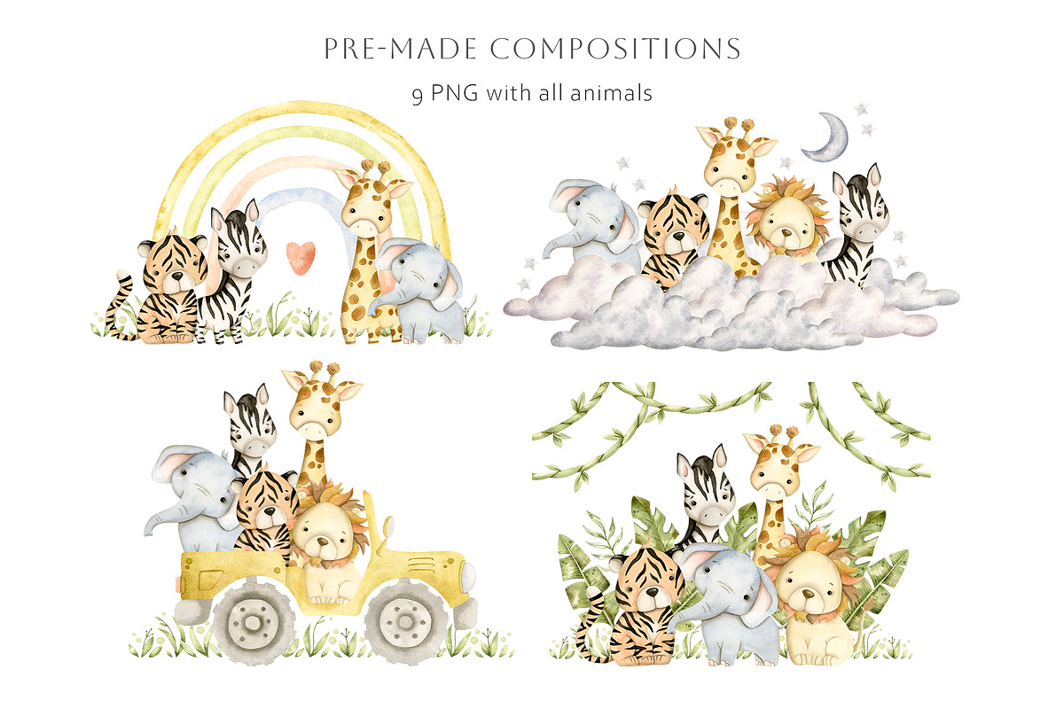 Safari animals, an Animal Illustration by NellyaEgorova (Photo 4 of 11)