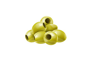 Realistic Raw Green Olives Pile