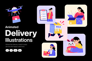 Animated Delivery Illustration Set, a Transportation Illustration by Brickclay
