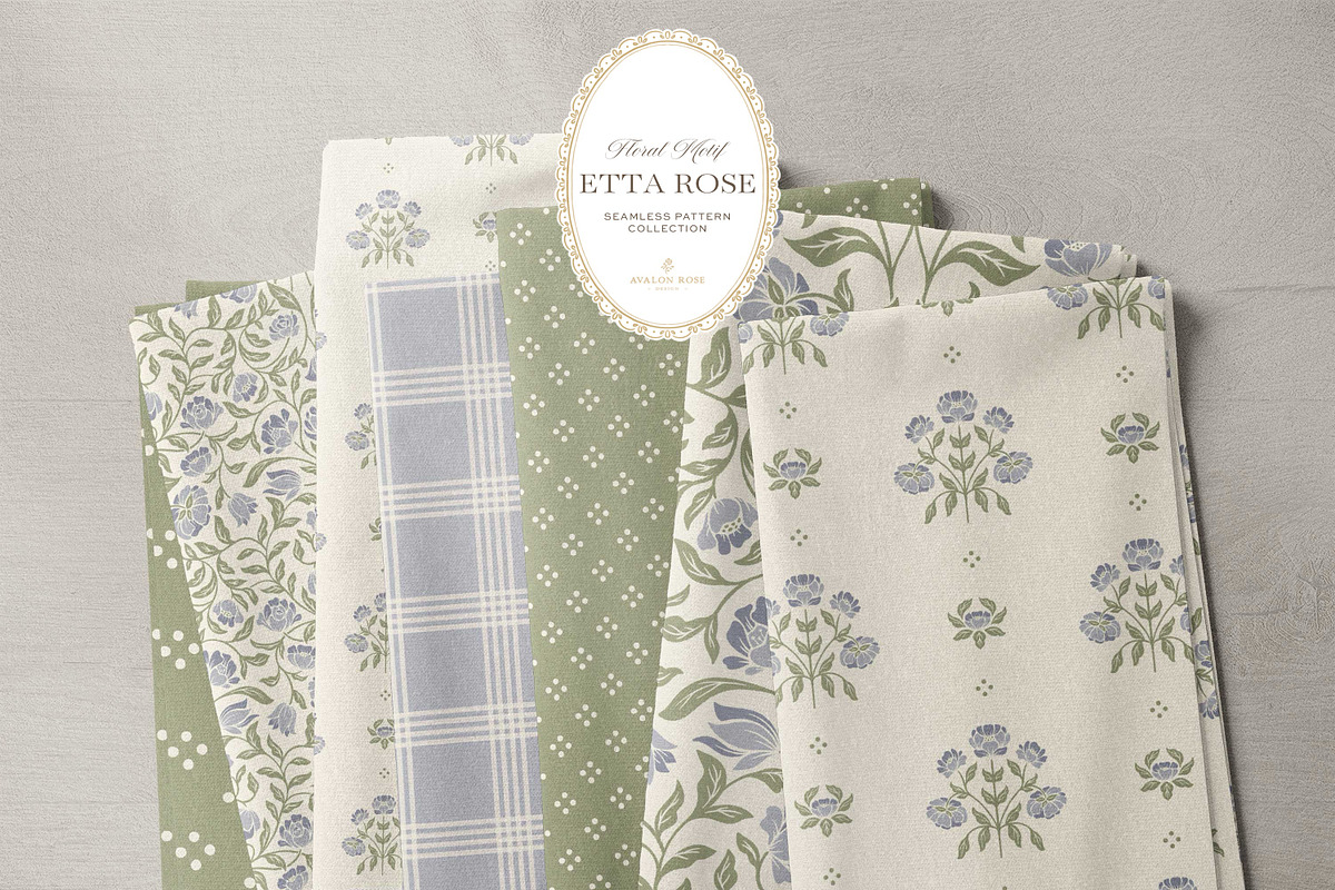 Vintage Blue Floral Print Patterns, a Pattern Graphic by Eclectic Anthology (Photo 6 of 14)