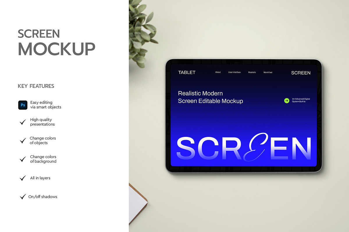Editable Tablet Screen Mockup