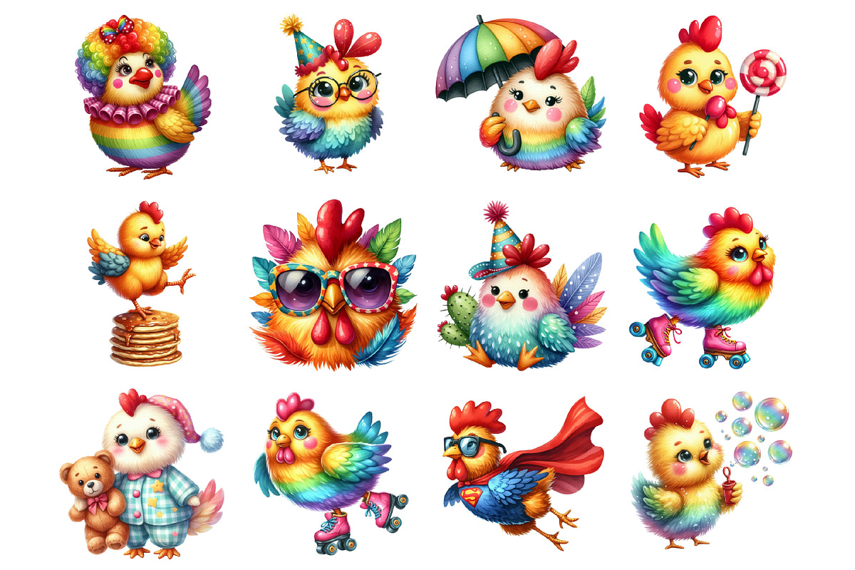 Funny Chiken Clipart, a Graphic by CitraGraphics (Photo 2 of 4)