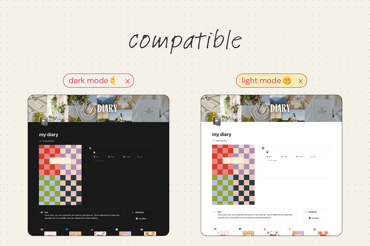 My diary - Notion template, an App Template by Iasan Design (Photo 11 of 13)