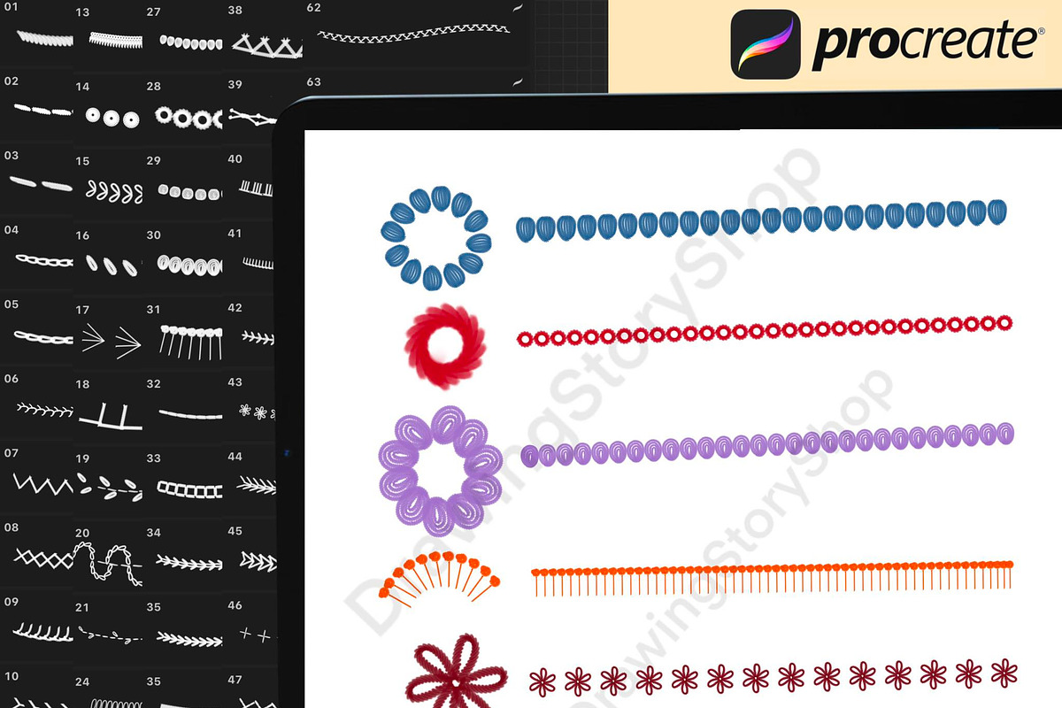 150 Procreate Embroidery Brushes, a Brush Add-On by DrawingStoryShop (Photo 2 of 8)