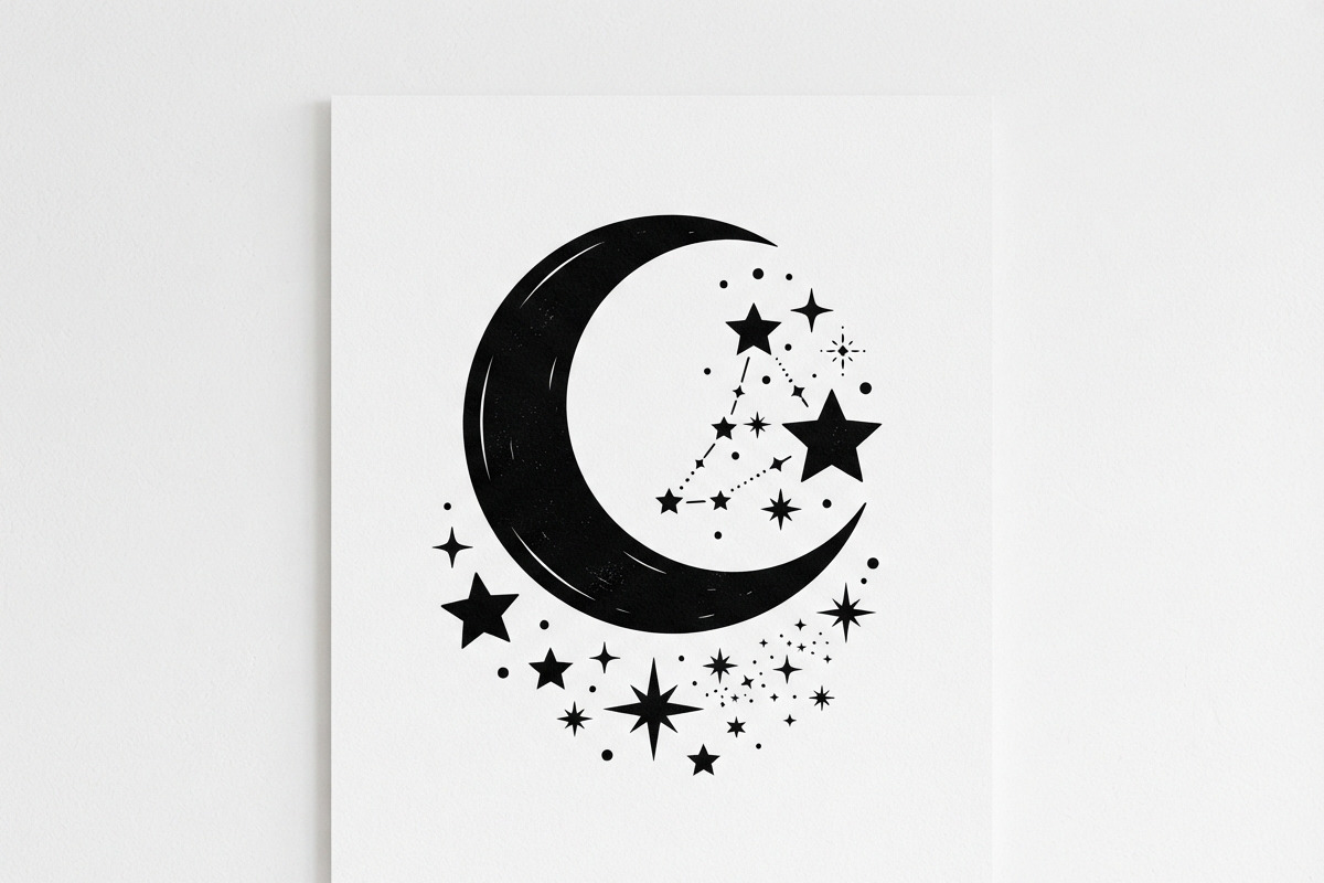 50 Crescent Moon with Stars, an Empty State Illustration by Amazin_art (Photo 12 of 47)