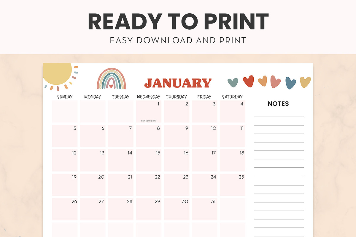 Calendar 2025 Printable | Template, a Flyer Template by Emilly Studio (Photo 4 of 5)