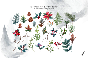 Winter Leaves Graphic Set