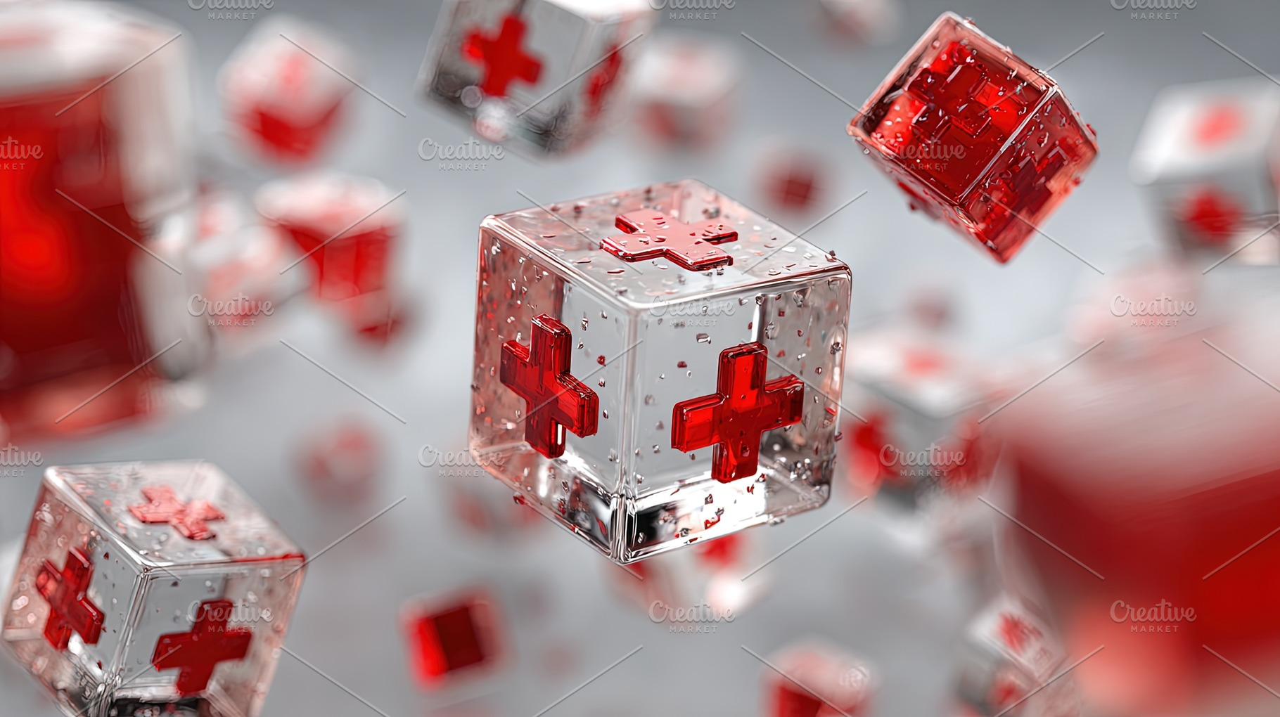 Floating Medical Red Cross Cubes, a Health & Medical Photo by Ales Munt