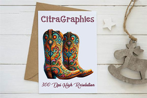 Watercolor Western Cowboy Boot PNG