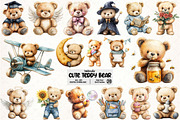 Watercolor Cute Teddy Bear PNG, an Illustration by Pixels.Craft (Thumbnail 1 of 7)