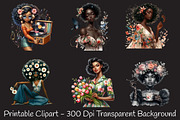 Black Spring Vintage Woman Cliparts, a Person Illustration by RobertsArt (Thumbnail 4 of 9)