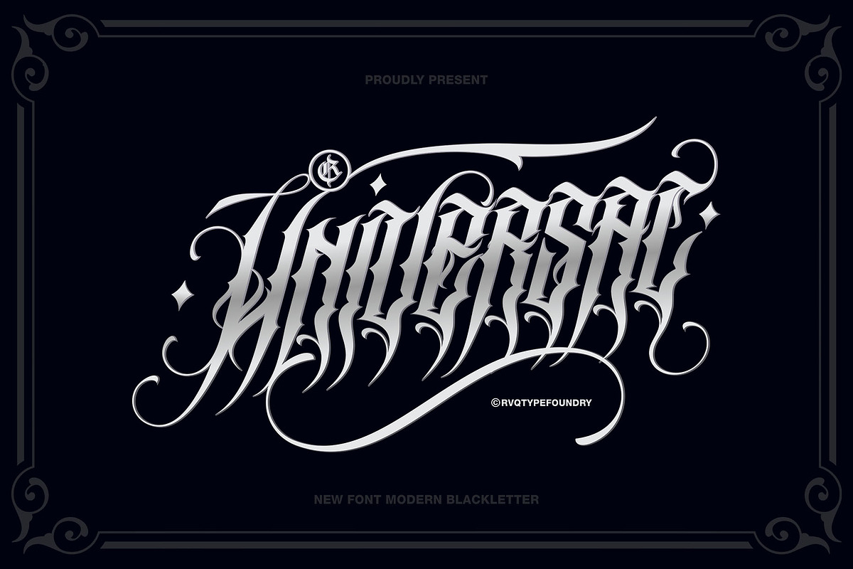 Universal Blackletter, a Blackletter Font by Rvq Type Foundry (Photo 1 of 6)
