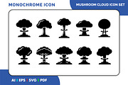 Mushroom Cloud Atmospheric Icon Set, a Solid Icon by Fontmine Studio (Thumbnail 1 of 3)