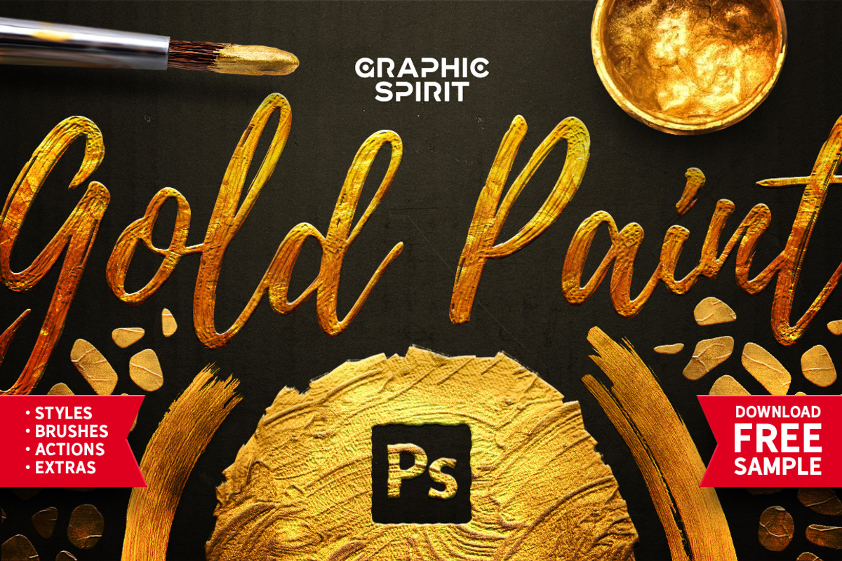 TOOLKIT Gold Paint Effect Photoshop, a Layer Style Add-On by Graphic Spirit (Photo 1 of 15)