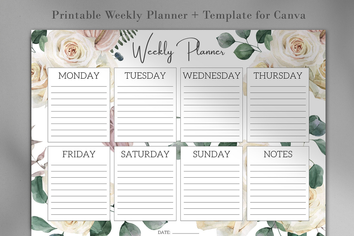 Printable Weekly Planner for Canva, a Stationery Template by NM-Design-Studio (Photo 1 of 4)
